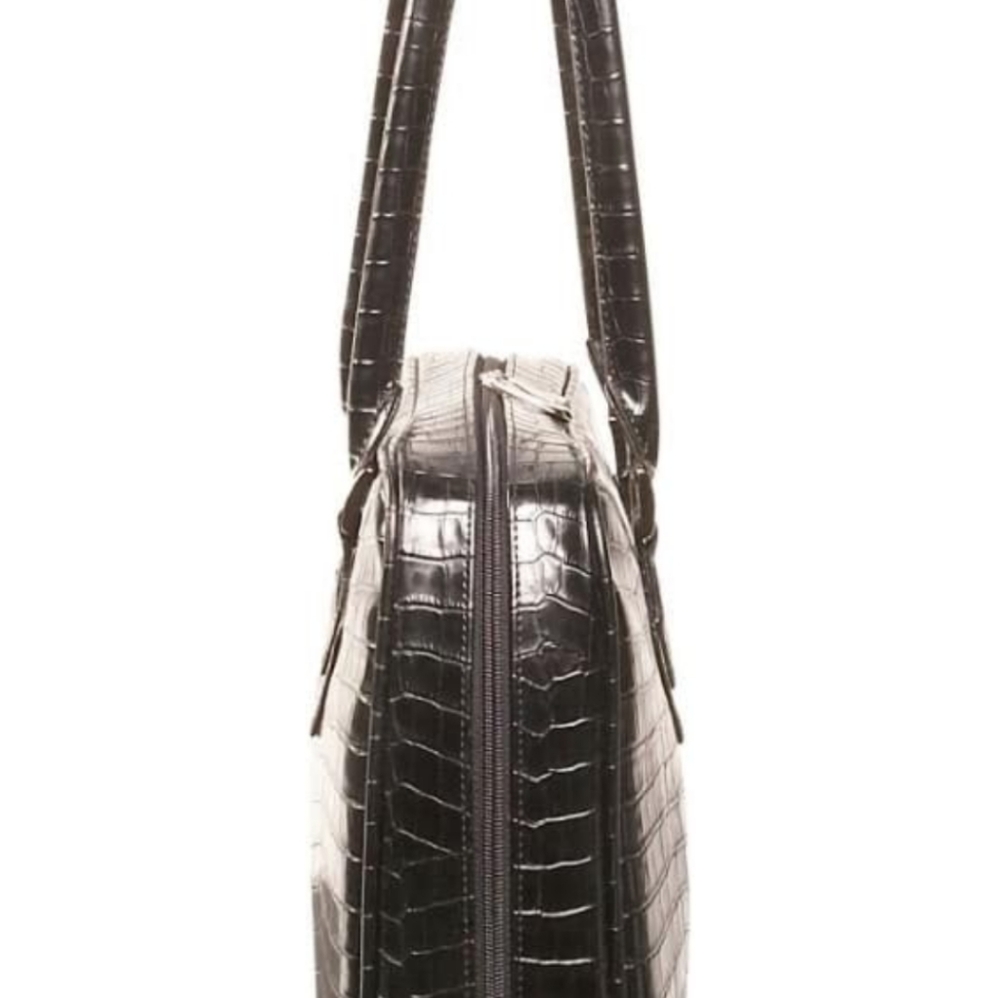 MobileEdge Black Leather Laptop Bag with Crocodile Texture - Picture 4 of 15